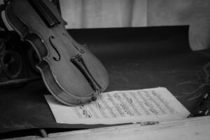 violin and music sheets